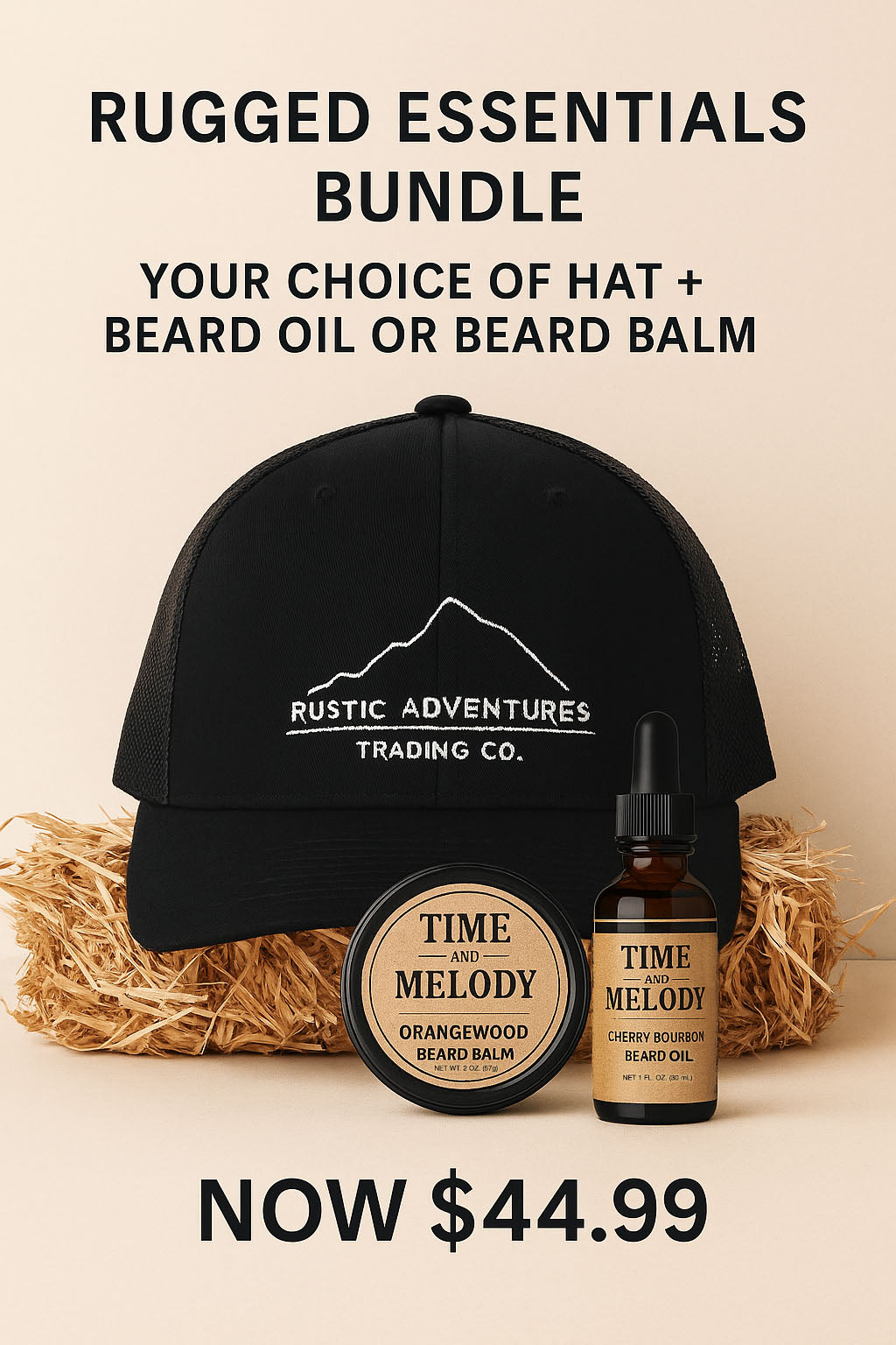 Rugged Essentials Beard Care Bundle – Hat + Beard Oil or Balm