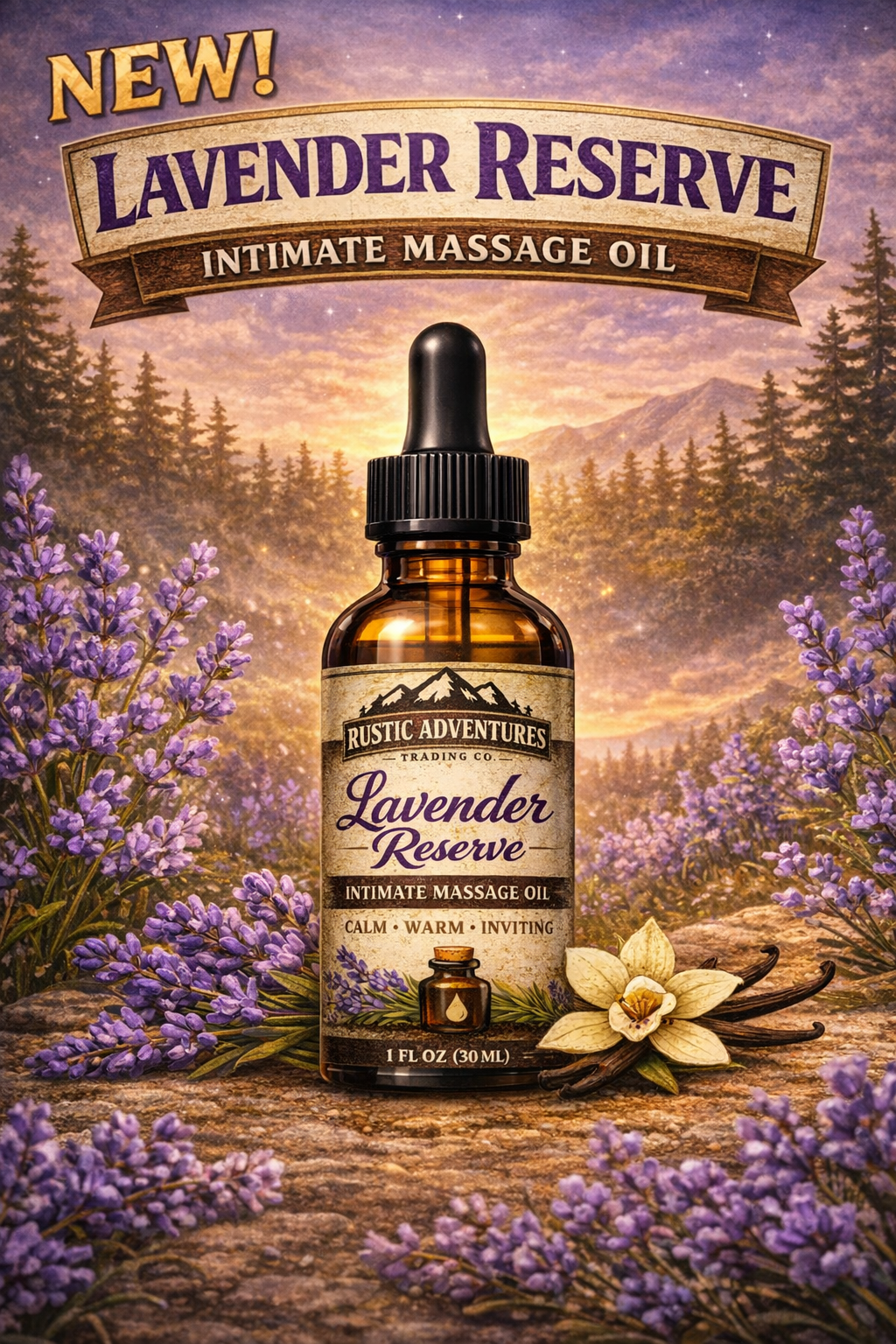 Lavender Reserve Massage Oil – Natural Lavender & Vanilla (1 fl oz)